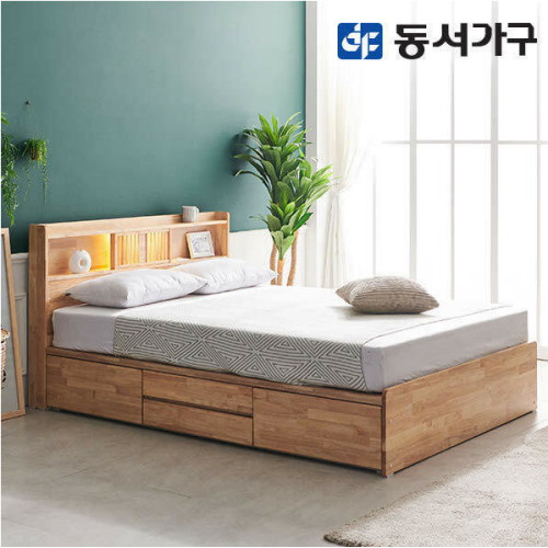 파로마 피츠 레미 원목 수납 LED침대 SS (독립스프링)_이미지