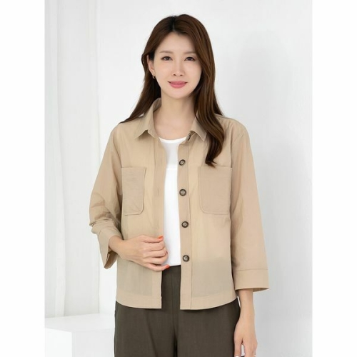 모슬린 엄마옷 카라 주머니 7부 자켓 MQG126220 마담 미시 중년여성 빅사이즈 할머니옷 50대 60대 70대