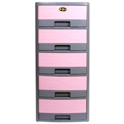 지오리빙 골드 플라스틱 서랍장 5단