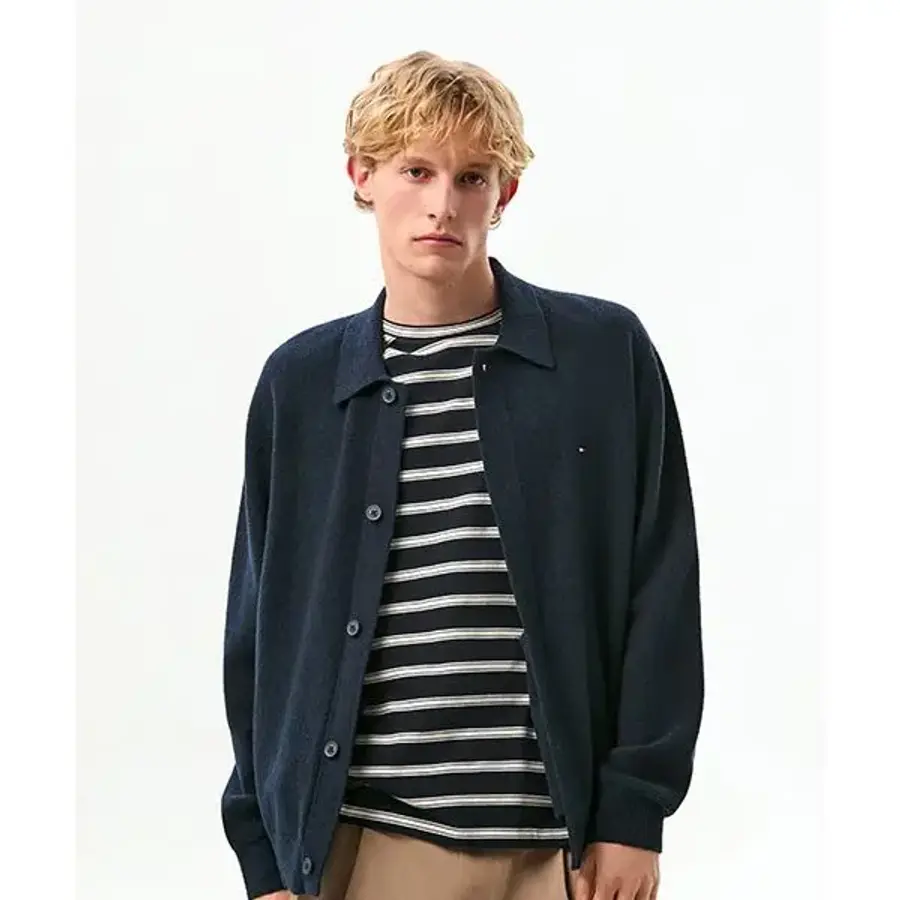 타미힐피거 TOMMY HILFIGER 텍스처드 폴로 가디건 T12G0KCD030MT2DW5 322444_이미지