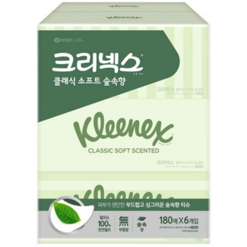 유한킴벌리 크리넥스 ㅤ클래식 소프트 숲속향 180매 (6개입) *3팩_이미지