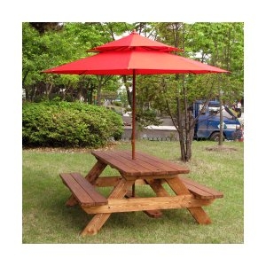 베스타 A형 야외테이블 원목테이블세트(4인-6인)_이미지