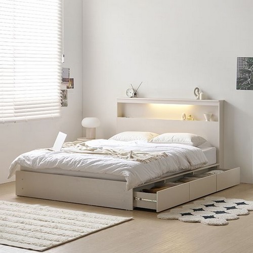 알파침대 이브 1단 수납 LED침대 Q (애쉬드독립)_이미지