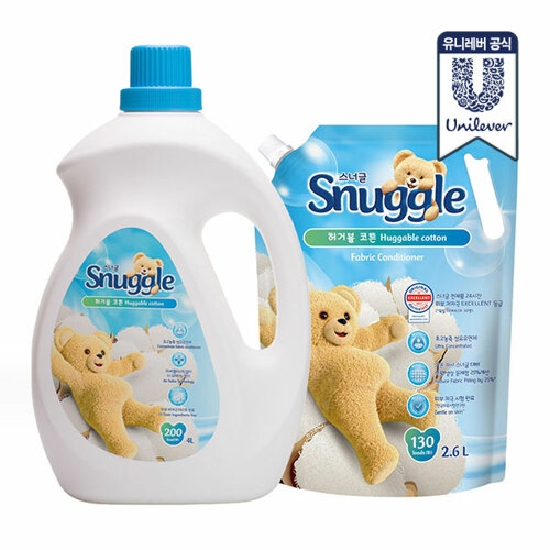 스너글 초고농축 섬유유연제 허거블코튼 4L + 2.6L (1세트)_이미지