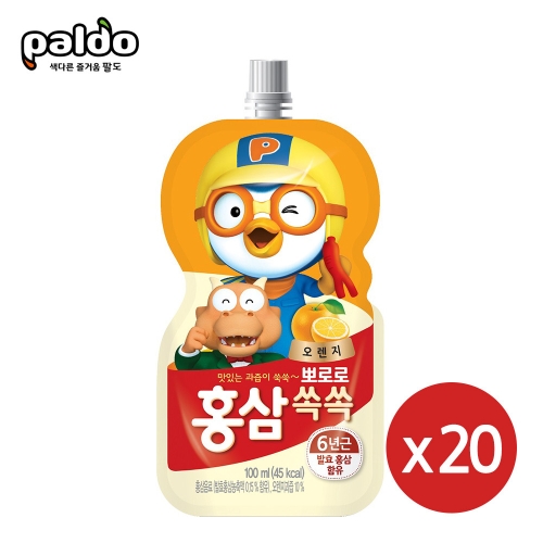 건강마을 팔도 뽀로로 홍삼쏙쏙 오렌지 100ml (20개)_이미지