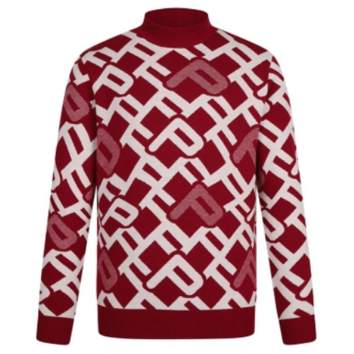 핑 로고 자카드 패턴 긴팔 니트 111E3SR203_RE