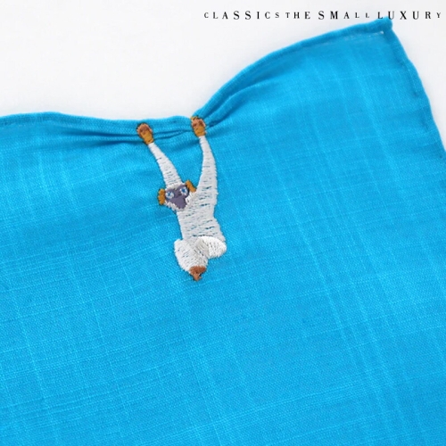 THE 클래식더스몰럭셔리 클래식더스몰럭셔리 일본 수입 원숭이 HANDMADE 손수건 블루 HC-2DWE504BU_이미지