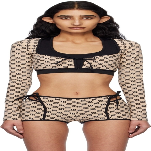 미스비헤이브 베이지 블랙 모노그램 코케트 가디건 250W113_이미지