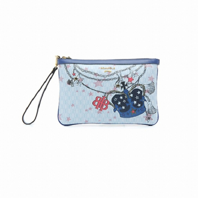 삼성물산 빈폴 스카이블루 왕관프린트 클러치 BE3AA4P26Q