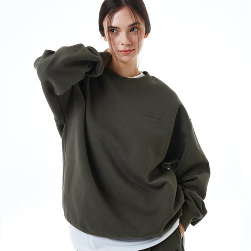 어반에이지 데일리 스탠다드 오버 기모 맨투맨 (카키)_이미지