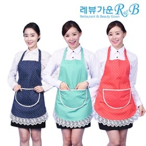레뷰가운 AE260 레이스앞치마/도트/어린이집/유치원/요양보호사_이미지