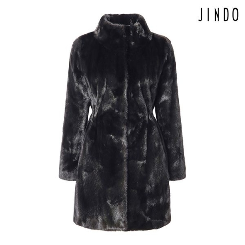 진도 모피 스탠드 카라 밍크 하프코트 JFH89BA_이미지