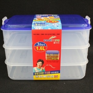 쿨라라 직사각 19호 1.6L 3단 플라스틱 밀폐용기 소분_이미지
