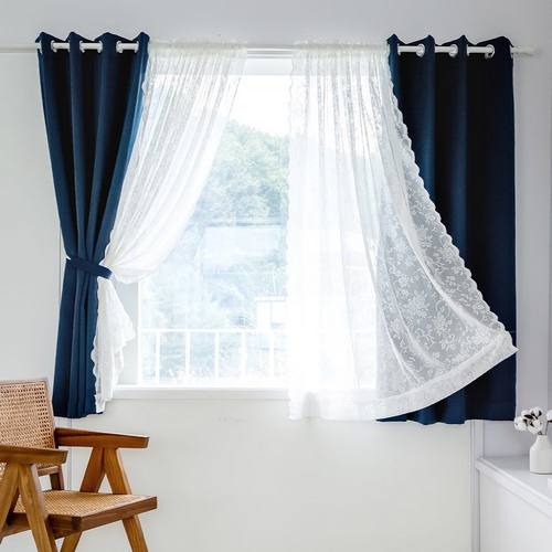 까르데코 노르딕 암막+로코코 레이스 창문 커튼+커튼봉 10자 세트 (4장, 130x170cm)_이미지