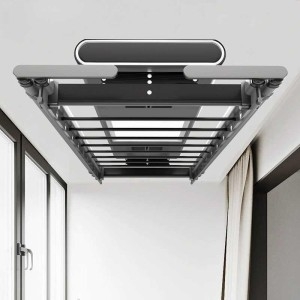 [불명] 딸기직구몰 자동 빨래건조대 천장형 블랙 더블폴대 조명_이미지