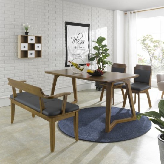 케미에르 아르곤 원목 식탁 1400 (의자2개+벤치1개)_이미지