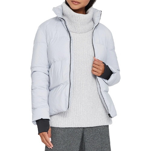 띠어리 스탠드 카라 푸퍼 자켓 숏패딩 실버 L095406R