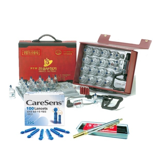 한솔 부항기19컵+DE스탠사혈기+란셋100개 단품_이미지