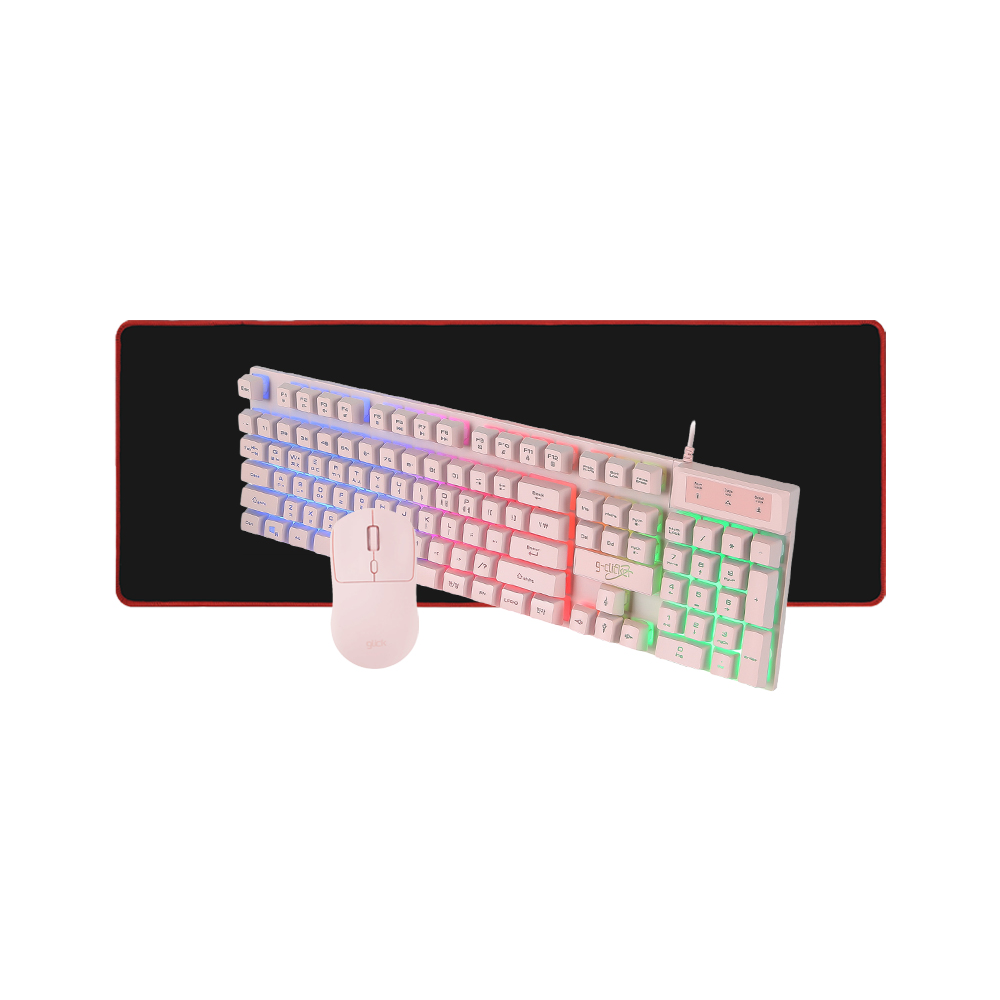 지클릭커 GMK-315C 키보드 마우스 장패드 세트 (핑크)_이미지