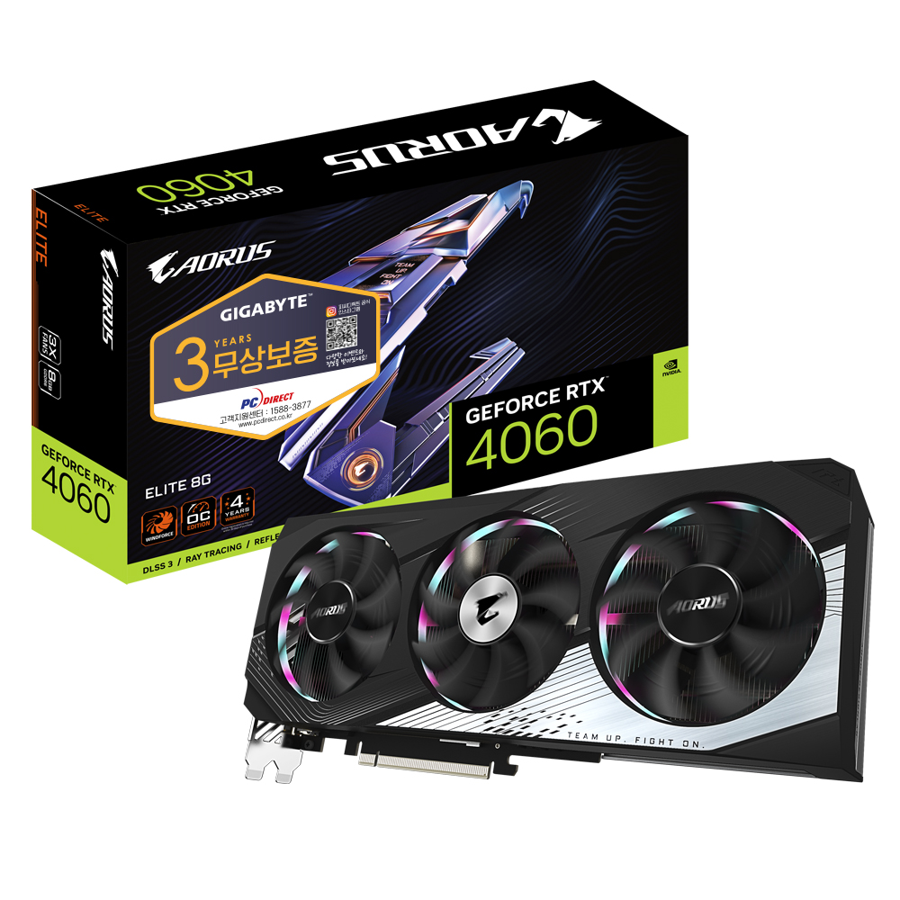 GIGABYTE AORUS 지포스 RTX 4060 ELITE D6 8GB 피씨디렉트