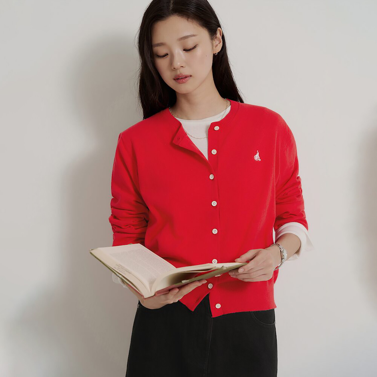 빈폴레이디스 Essential 라운드넥 카디건 레드 BF685AE906