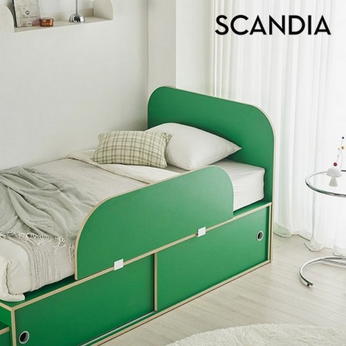 스칸디아 플랫츠 헤드형 슬라이딩 빅수납 벙커 침대 SS+가드+계단 (본넬스프링)_이미지