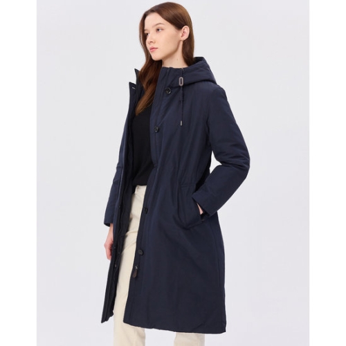 LF 헤지스레이디스 여성 스테디셀러덕다운 네이비 야상형 논퀼팅 롱 헤비다운 점퍼 WSJU4D016N2