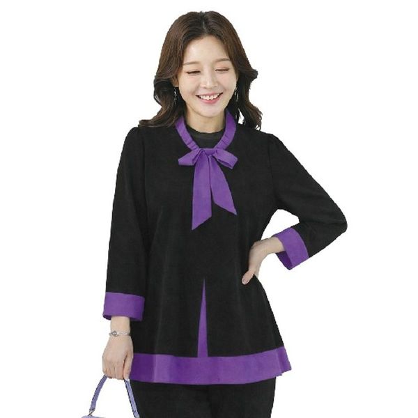 밀리마일 퍼플리본 롱 블라우스 35787723