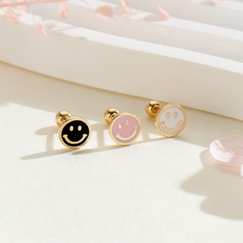 비앤비골드 14K 스마일 써클 에나멜 피어싱 한쪽 JAE40391