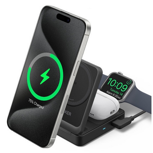 ANKER �ư� Qi2 ������ 3in1 �Ƽ����� ���������� B2557