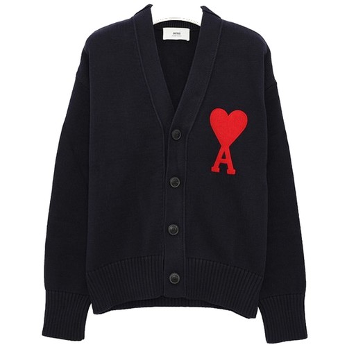 AMI 빅하트 오버사이즈 가디건 A21HK303 016 (410, 네이비)_이미지