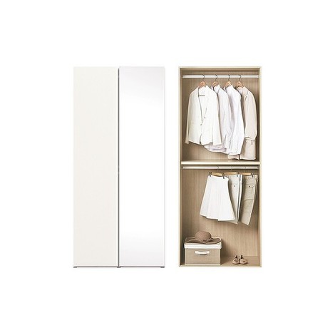 한샘 아트월 2단 행거형 거울 옷장 1000