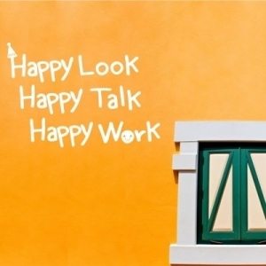캘리그라피 월데코 스티커 Happy Look Talk Work