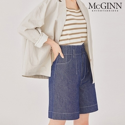 매긴 스티치 하이웨이스트 5부팬츠_MI3M1PT7000_이미지