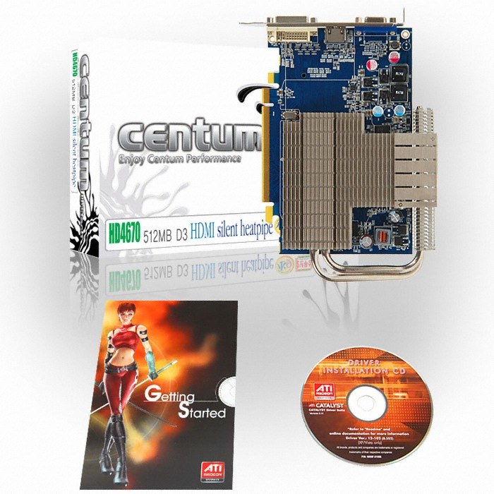유니텍전자 라데온 HD 4670 CENTUM HDMI D3 512MB silent heatpipe_이미지