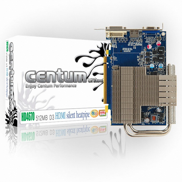 유니텍전자 라데온 HD 4670 CENTUM HDMI D3 512MB silent heatpipe_이미지