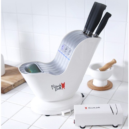 무케렌시아 프렌치불 UV자외선 칼살균기 FB-OKC1810 +티타늄 4종 칼세트 + 칼블럭 (블랙)_이미지