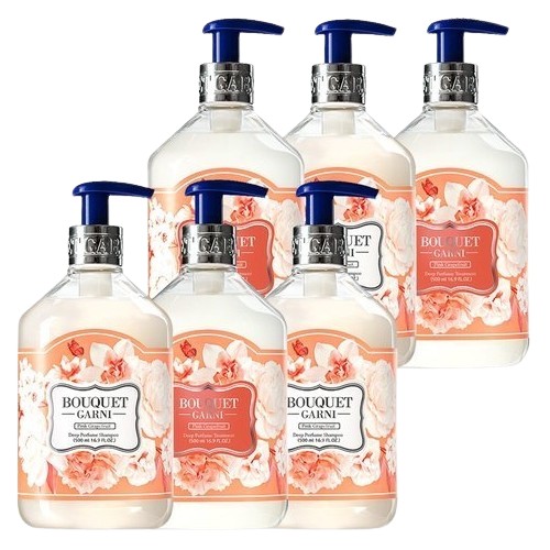  부케가르니 딥 퍼퓸 샴푸 핑크자몽 500ml 3개+트리트먼트 500ml 3개 6종세트