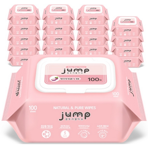 꿈토리 넉넉한 점프 물티슈 캡형 100매 (20팩)_이미지