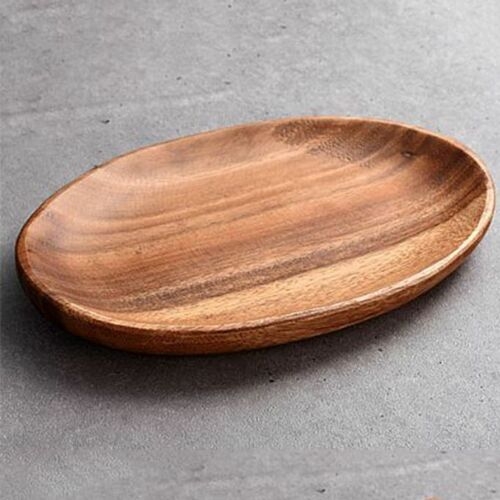 아카시아 접시 그릇 플레이트 접시 식기 타원 중_이미지