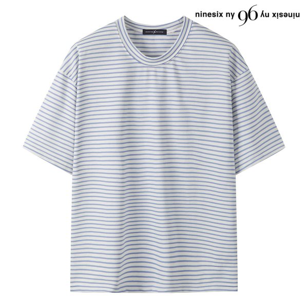 96NY 여성 데일리 스트라이프 라운드넥 반팔 티셔츠 NQ2LW020L0_이미지