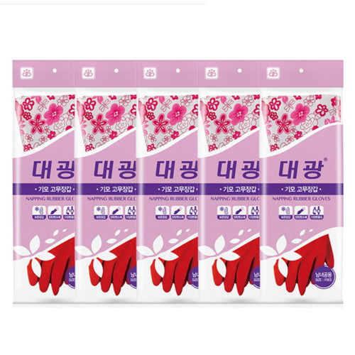 오런 대광 기모 고무장갑 (대) (5켤레)_이미지