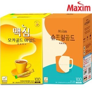 동서식품 맥심 커피믹스 2종 세트 모카<b>골드</b> 100T+<b>슈프림</b><b>골드</b> 100T /이나영커피/박서준커피