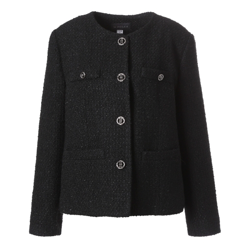 마담포라 노카라 블랙 트위드 자켓MC1JK701A_이미지