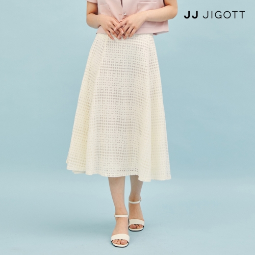 JJ지고트 레이스 백 밴딩 플레어 스커트 GP5P0SKP41_이미지