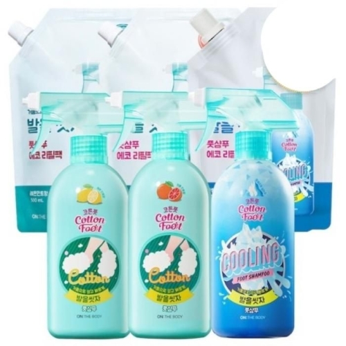 LG생활건강 온더바디 발을씻자 코튼 풋샴푸 자몽민트향 385ml (12개)