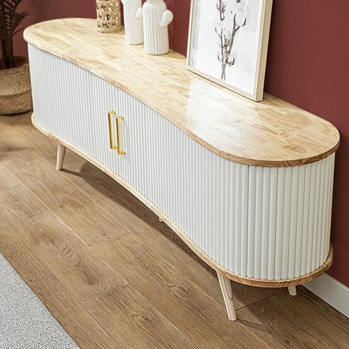 파로마  네오 알로세 고무나무 원목 템바보드 거실장 1800