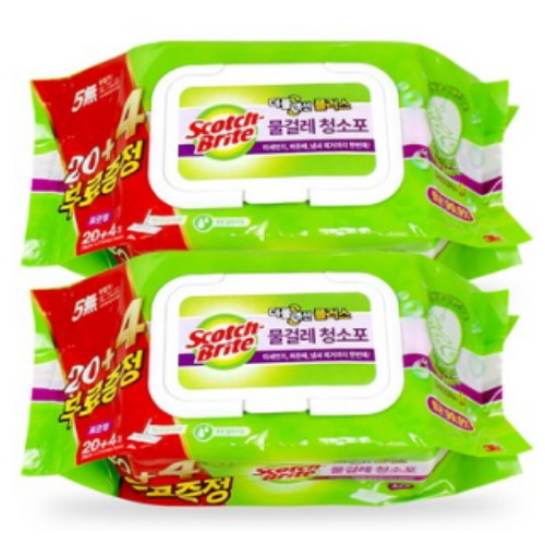 3M 스카치브라이트 더블액션 플러스 물걸레 청소포 표준형 24매 (2개)_이미지