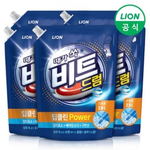 라이온코리아 비트 세탁세제 딥클린파워 액체 2L리필드럼 5개
