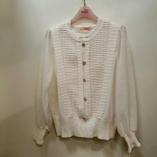 SOOS 프릴 니트블라우스 S241BSW268/블랙,아이보리